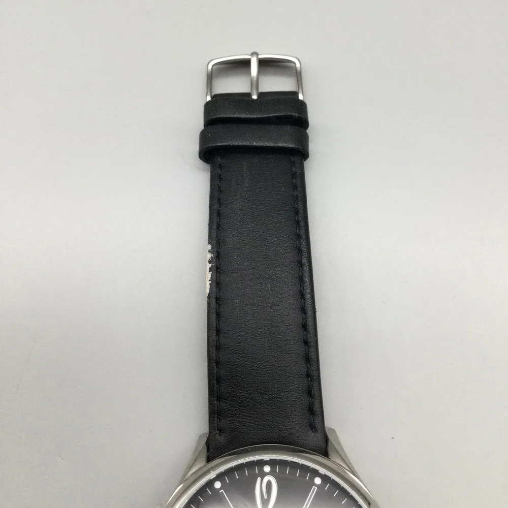 Stuhrling Original Mens Watch 44mm Black Dial Black Leather Automatic Date